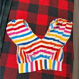 Vibrant Multicolor Striped Crop Top